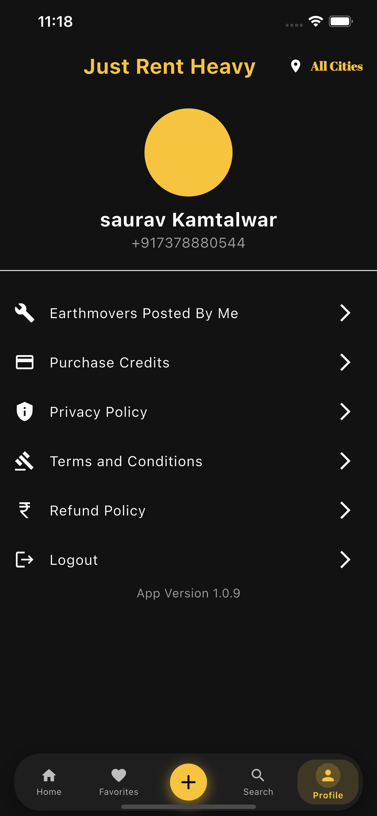 Just Rent Heavy Profile Screen